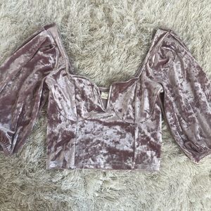 UO Velvet Puff Sleeve Bustier Top